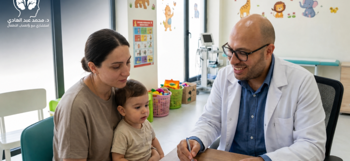 pediatric_neurology_article_cover_landscape د. محمد عبد الهادي مع أم وطفل – صورة توضيحية عن مخ وأعصاب الأطفال